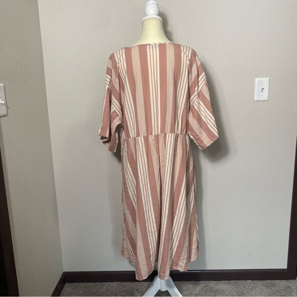 Girl With Curves Linen Blend Striped Casual Beachy Midi Dress Women's Size 1XP - Picture 14 of 16